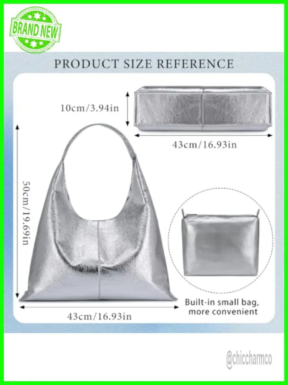 Slouchy Hobo Bag Vegan Leather Shoulder Bag Soft PU Work Tote Fits Laptop
